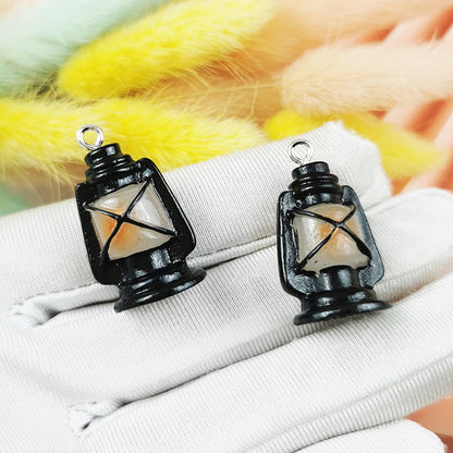 10PCS Alloy Pendants Retro Oil Lamp Light Resin Jewelry Making Findings Supplies DIY Pendants Doki Decor   