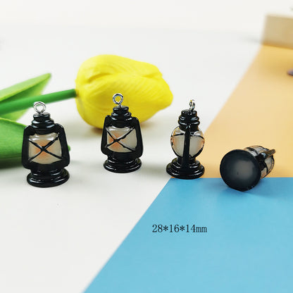 10PCS Alloy Pendants Retro Oil Lamp Light Resin Jewelry Making Findings Supplies DIY Pendants Doki Decor   