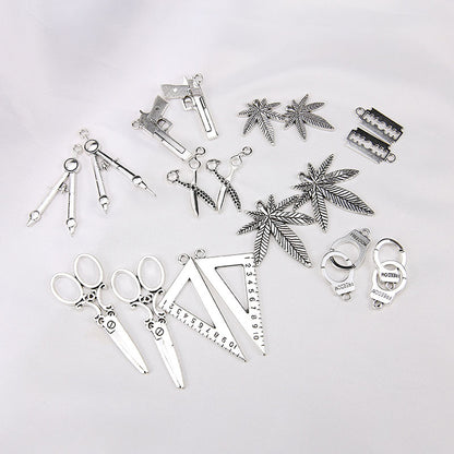 10PCS Alloy Pendants Set Square Compass Handcuffs Gun Jewelry Making Findings Supplies Pendants Doki Decor   