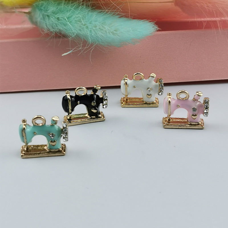 10PCS Alloy Pendants Sewing Machine Rhinestone Resin Jewelry Making Findings Supplies Pendants Doki Decor   