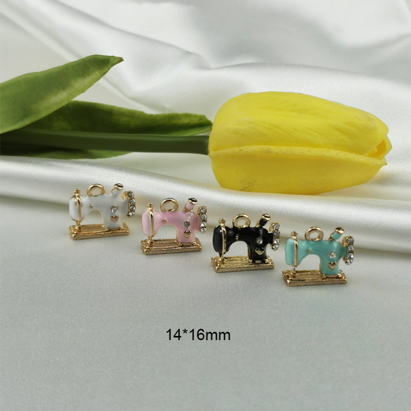 10PCS Alloy Pendants Sewing Machine Rhinestone Resin Jewelry Making Findings Supplies Pendants Doki Decor   