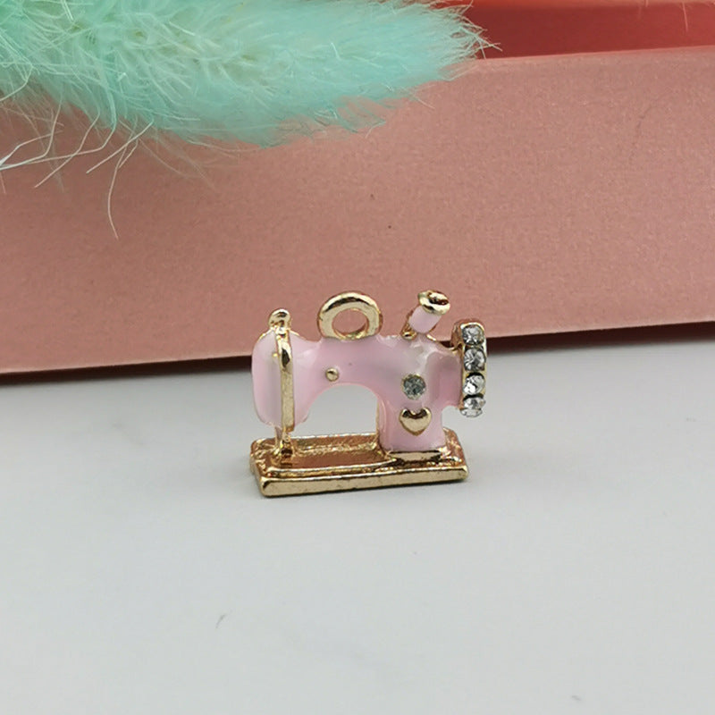 10PCS Alloy Pendants Sewing Machine Rhinestone Resin Jewelry Making Findings Supplies Pendants Doki Decor Pink  