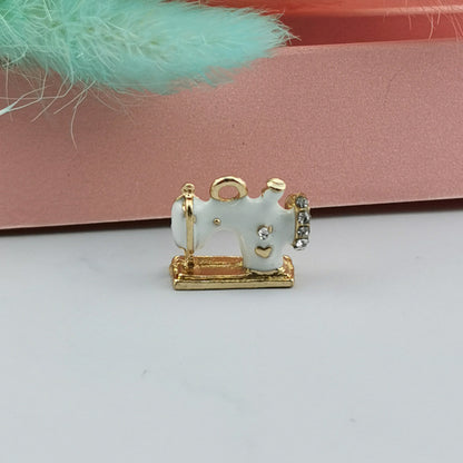 10PCS Alloy Pendants Sewing Machine Rhinestone Resin Jewelry Making Findings Supplies Pendants Doki Decor White  