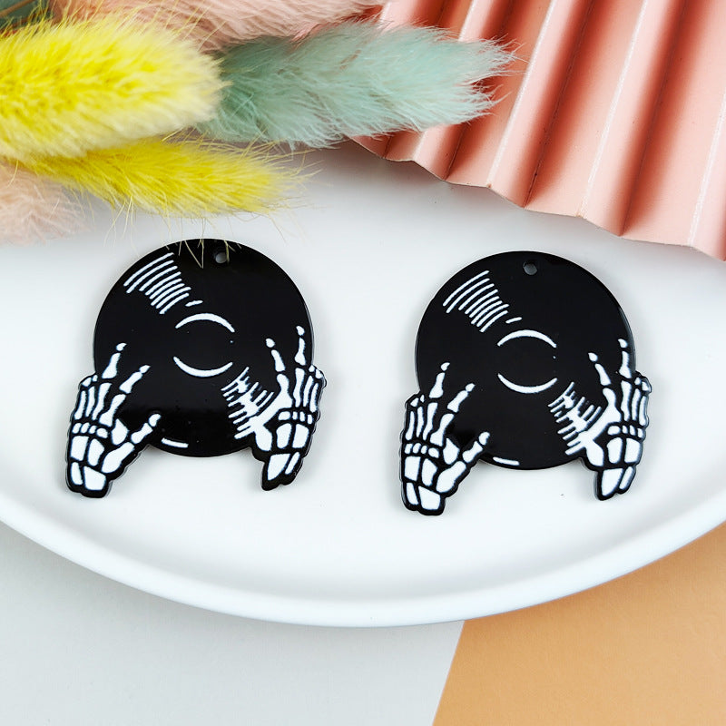 10PCS Alloy Pendants Skeleton Hand Record Resin Halloween Jewelry Making Findings Supplies DIY Pendants Doki Decor   