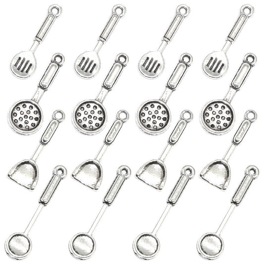 100PCS Alloy Pendants Mini Slotted Spoon Spatula For Jewelry Making Findings Supplies DIY Pendants Doki Decor   