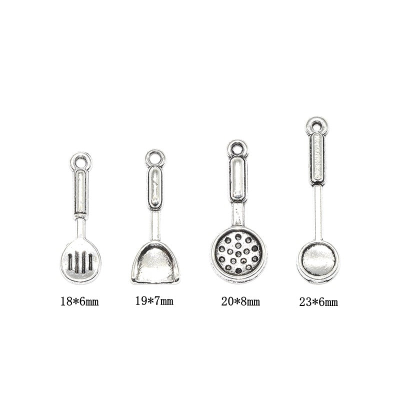 100PCS Alloy Pendants Mini Slotted Spoon Spatula For Jewelry Making Findings Supplies DIY Pendants Doki Decor   