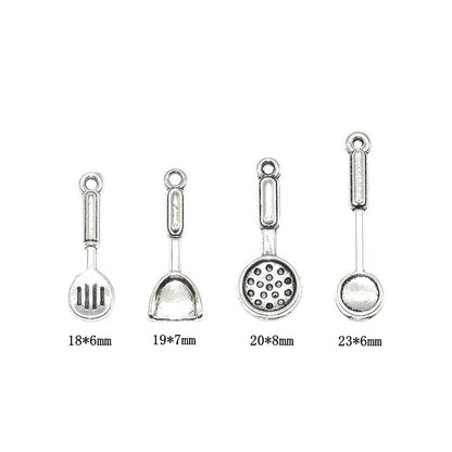 100PCS Alloy Pendants Mini Slotted Spoon Spatula For Jewelry Making Findings Supplies DIY Pendants Doki Decor   