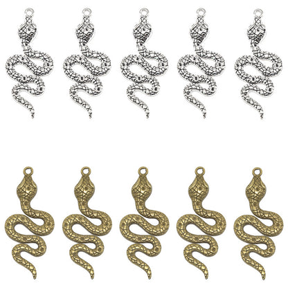 10PCS Alloy Pendants Snake For Jewelry Making Findings Supplies DIY Pendants Doki Decor   