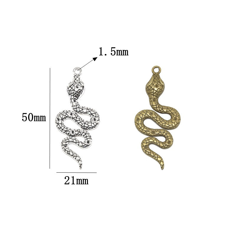 10PCS Alloy Pendants Snake For Jewelry Making Findings Supplies DIY Pendants Doki Decor   