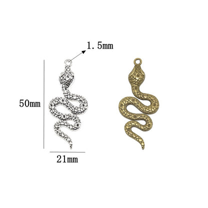 10PCS Alloy Pendants Snake For Jewelry Making Findings Supplies DIY Pendants Doki Decor   