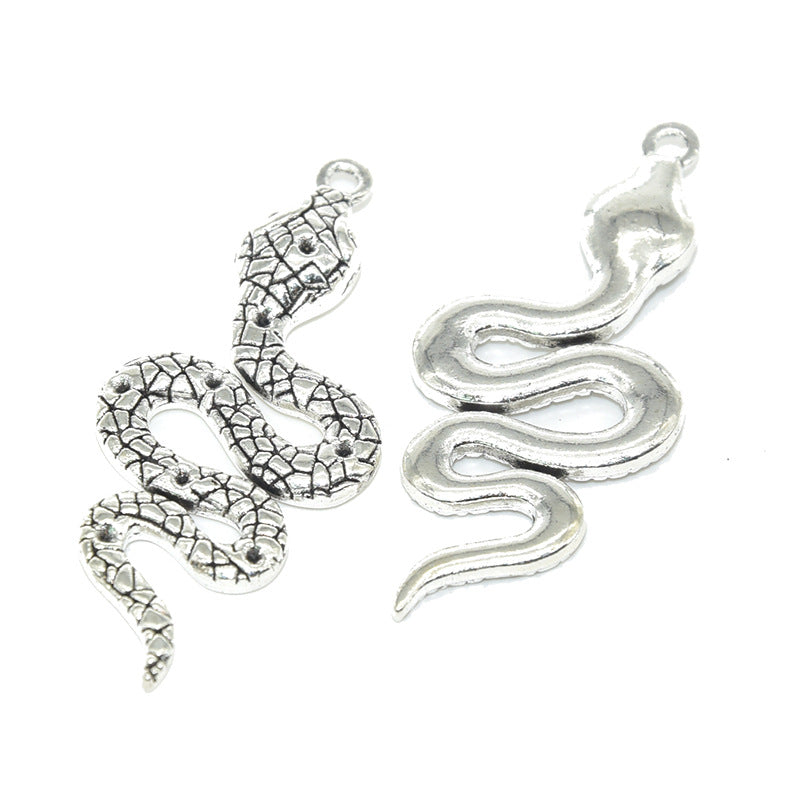 10PCS Alloy Pendants Snake For Jewelry Making Findings Supplies DIY Pendants Doki Decor Silver  