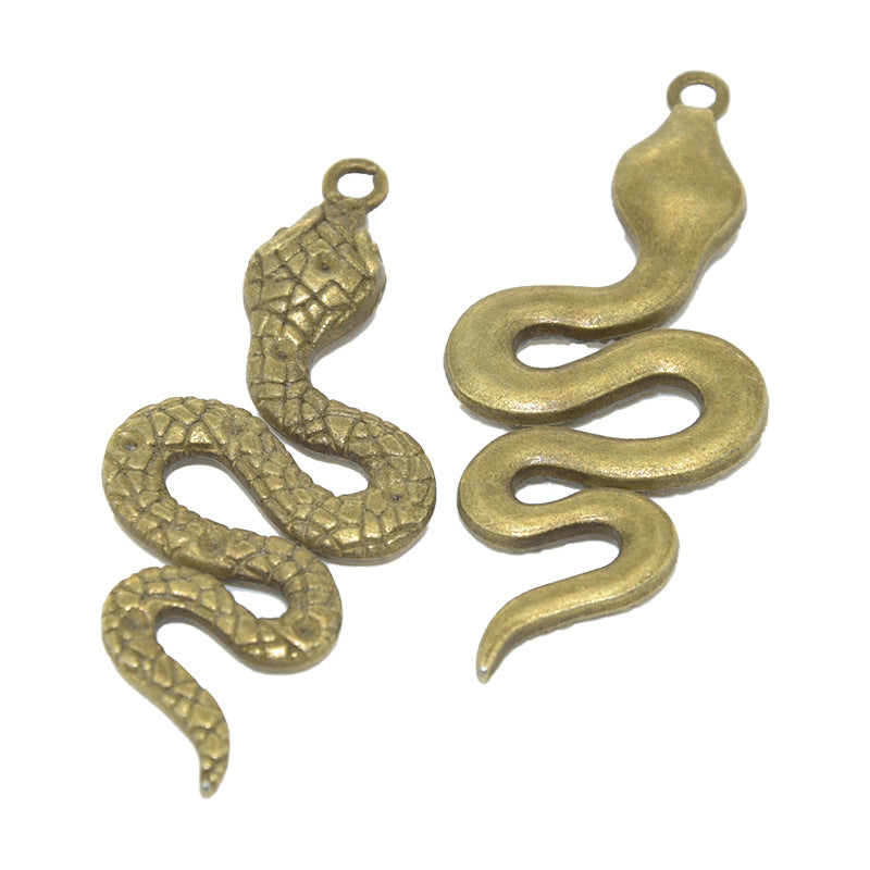 10PCS Alloy Pendants Snake For Jewelry Making Findings Supplies DIY Pendants Doki Decor Bronze  