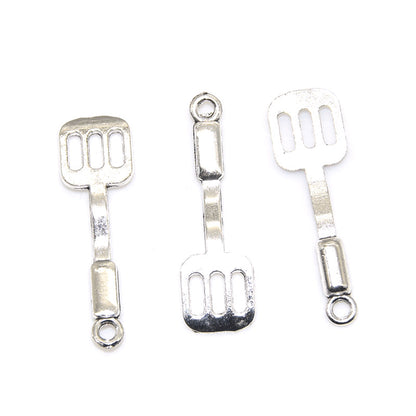 50PCS Alloy Pendants Spatula For Jewelry Making Findings Supplies DIY Pendants Doki Decor Silver  