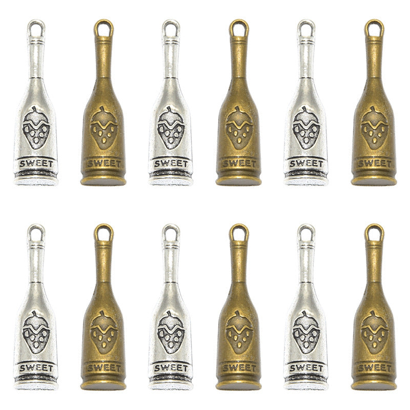 100PCS Alloy Pendants Wine Bottle Bronze Silver Jewelry Making Findings Supplies DIY Pendants Doki Decor   