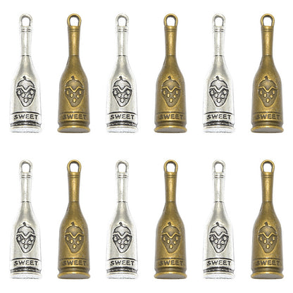 100PCS Alloy Pendants Wine Bottle Bronze Silver Jewelry Making Findings Supplies DIY Pendants Doki Decor   