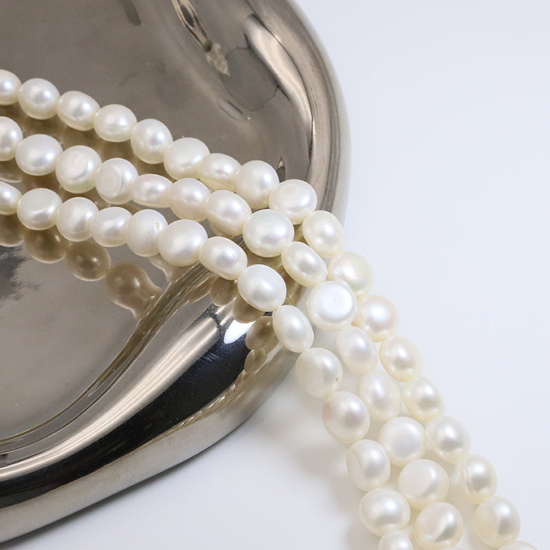 80PCS Natural Freshwater Pearls Flat Button Round With Hole Luxury For Jewelry Making Pearls Doki Decor   