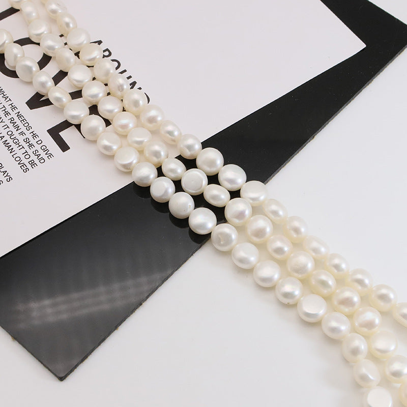 80PCS Natural Freshwater Pearls Flat Button Round With Hole Luxury For Jewelry Making Pearls Doki Decor   