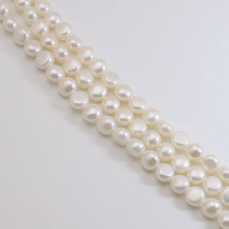 80PCS Natural Freshwater Pearls Flat Button Round With Hole Luxury For Jewelry Making Pearls Doki Decor   