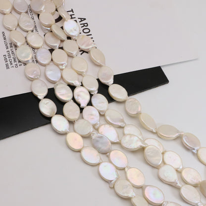 40PCS Natural Freshwater Pearls Flat Oval Gray With Hole Luxury For Jewelry Making Pearls Doki Decor   