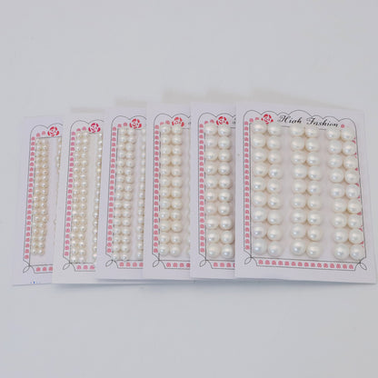 1 Card Natural Freshwater Pearls Flat Round Half Hole 2mm-12mm Luxury For Jewelry Making Wholesale Pearls Doki Decor   