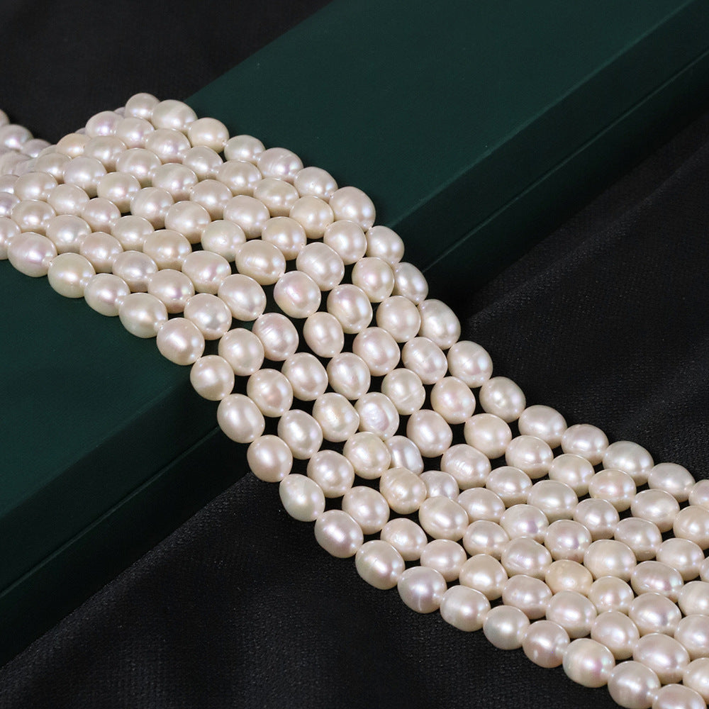 2 Chains Natural Freshwater Pearls Oval 3mm-12mm With Hole Luxury For Jewelry Making Pearls Doki Decor   