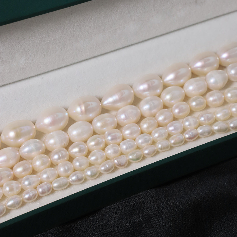 2 Chains Natural Freshwater Pearls Oval 3mm-12mm With Hole Luxury For Jewelry Making Pearls Doki Decor   