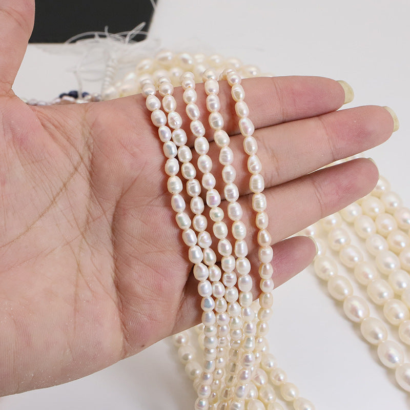 2 Chains Natural Freshwater Pearls Oval 3mm-12mm With Hole Luxury For Jewelry Making Pearls Doki Decor   