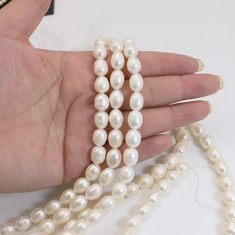 2 Chains Natural Freshwater Pearls Oval 3mm-12mm With Hole Luxury For Jewelry Making Pearls Doki Decor   