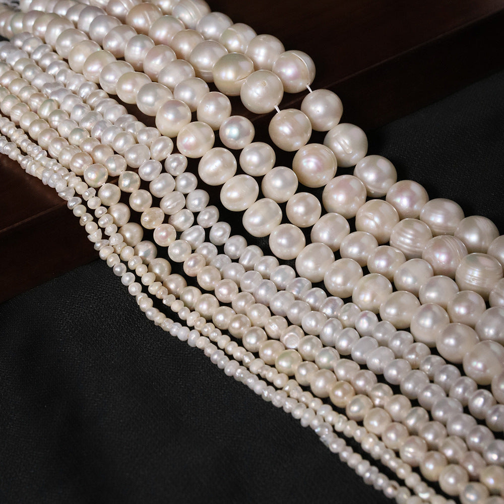 2 Chains Natural Freshwater Pearls Round White Pink Purple 3mm-10mm With Hole Luxury For Jewelry Making Pearls Doki Decor   