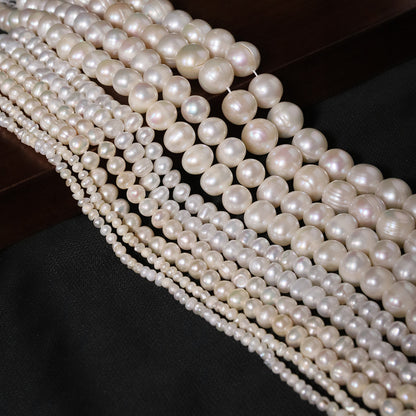 2 Chains Natural Freshwater Pearls Round White Pink Purple 3mm-10mm With Hole Luxury For Jewelry Making Pearls Doki Decor   