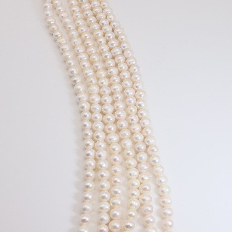 2 Chains Natural Freshwater Pearls Round White Pink Purple 3mm-10mm With Hole Luxury For Jewelry Making Pearls Doki Decor   