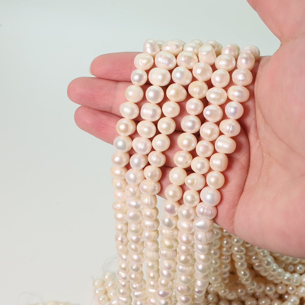 2 Chains Natural Freshwater Pearls Round White Pink Purple 3mm-10mm With Hole Luxury For Jewelry Making Pearls Doki Decor   