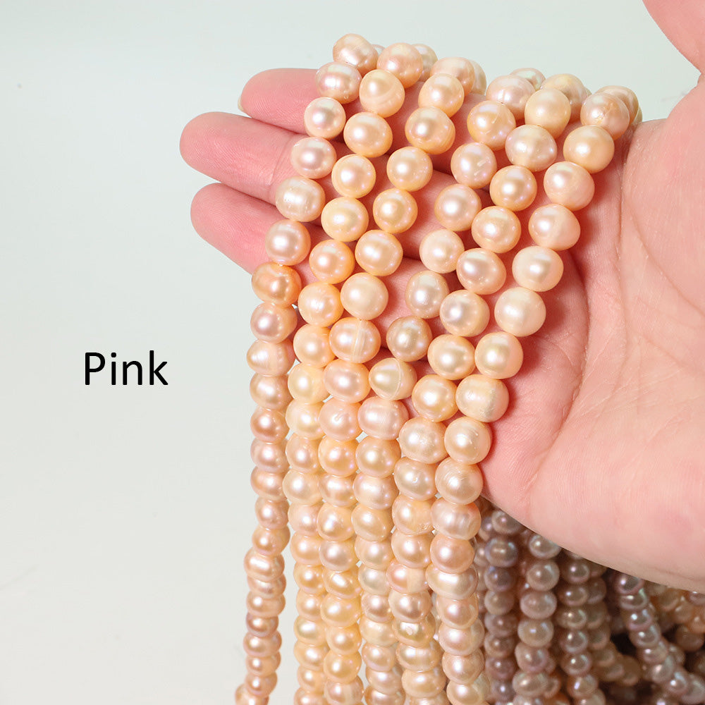 2 Chains Natural Freshwater Pearls Round White Pink Purple 3mm-10mm With Hole Luxury For Jewelry Making Pearls Doki Decor   