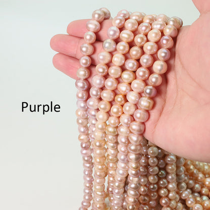 2 Chains Natural Freshwater Pearls Round White Pink Purple 3mm-10mm With Hole Luxury For Jewelry Making Pearls Doki Decor   