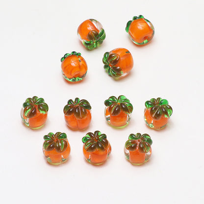 10PCS Natural Glaze Spacer Beads Pendants Persimmon Glass Transparent With Hole For Jewelry Making Finding Kits Beads Doki Decor   