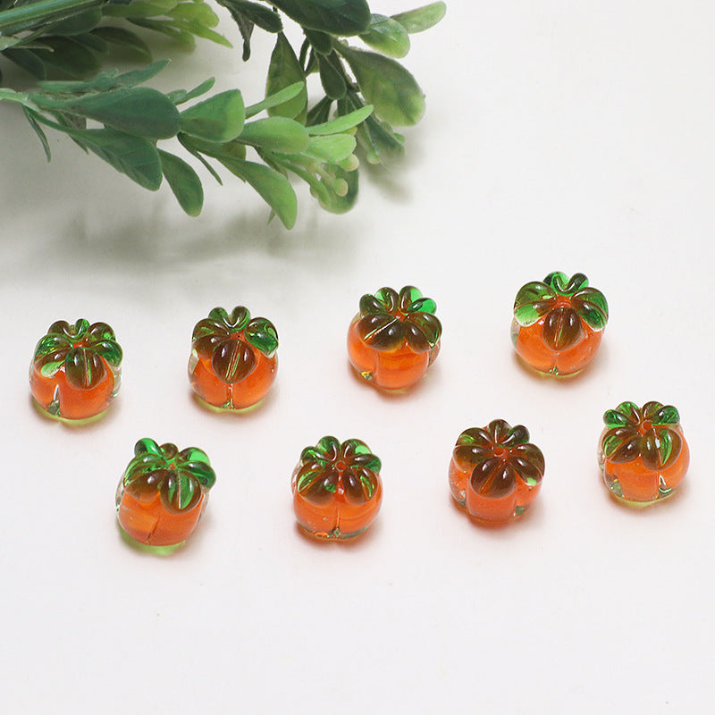 10PCS Natural Glaze Spacer Beads Pendants Persimmon Glass Transparent With Hole For Jewelry Making Finding Kits Beads Doki Decor   