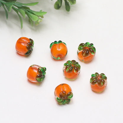 10PCS Natural Glaze Spacer Beads Pendants Persimmon Glass Transparent With Hole For Jewelry Making Finding Kits Beads Doki Decor   