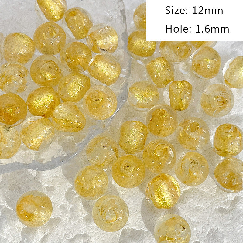 10PCS Natural Glaze Spacer Beads Ball Gold Foil Glass Transparent Large Hole For Jewelry Making Finding Kits Beads Doki Decor 2  