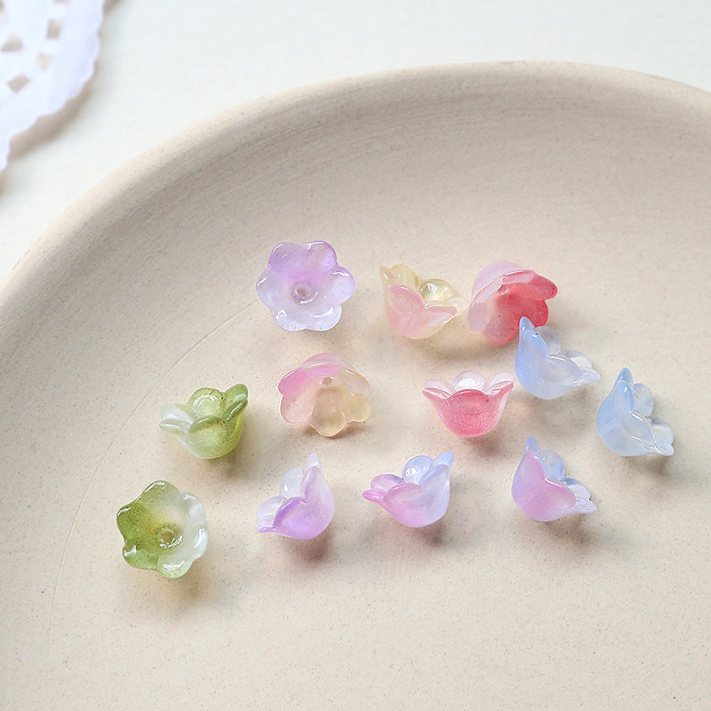 10PCS Natural Glaze Spacer Beads Pearls Tray Flower Glass With Hole For Jewelry Making Finding Kits Beads Doki Decor   