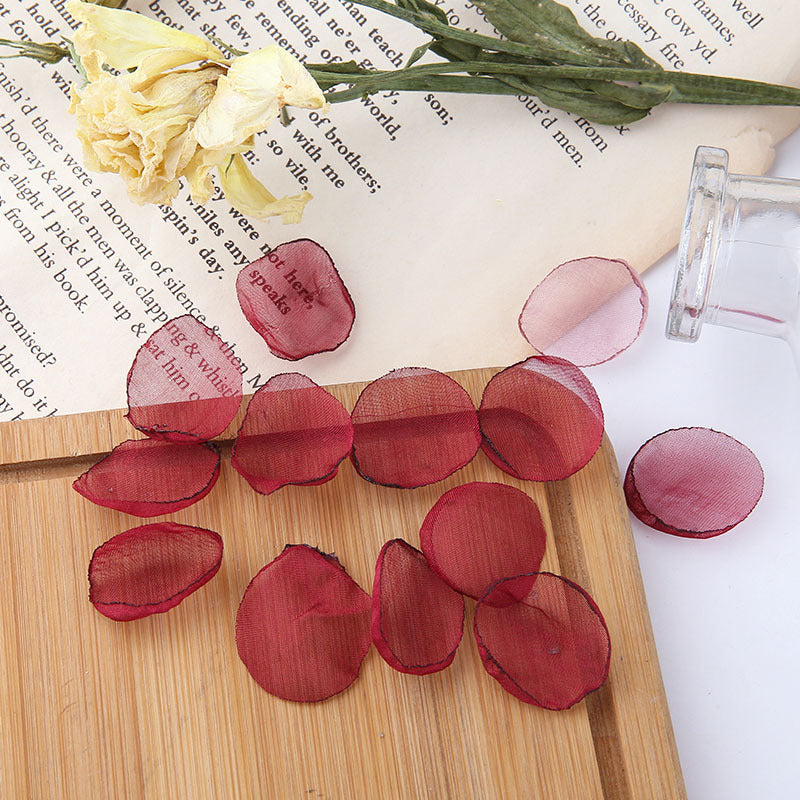 10PCS Pendants Mesh Petals Flower With Loop Jewelry Making Findings Supplies Pendants Doki Decor Red  