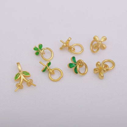 20PCS Placer Gold Beads Pearls Tray Screws Leaf Leaves For Jewelry Making Finding Kits Repair Clasps Doki Decor   