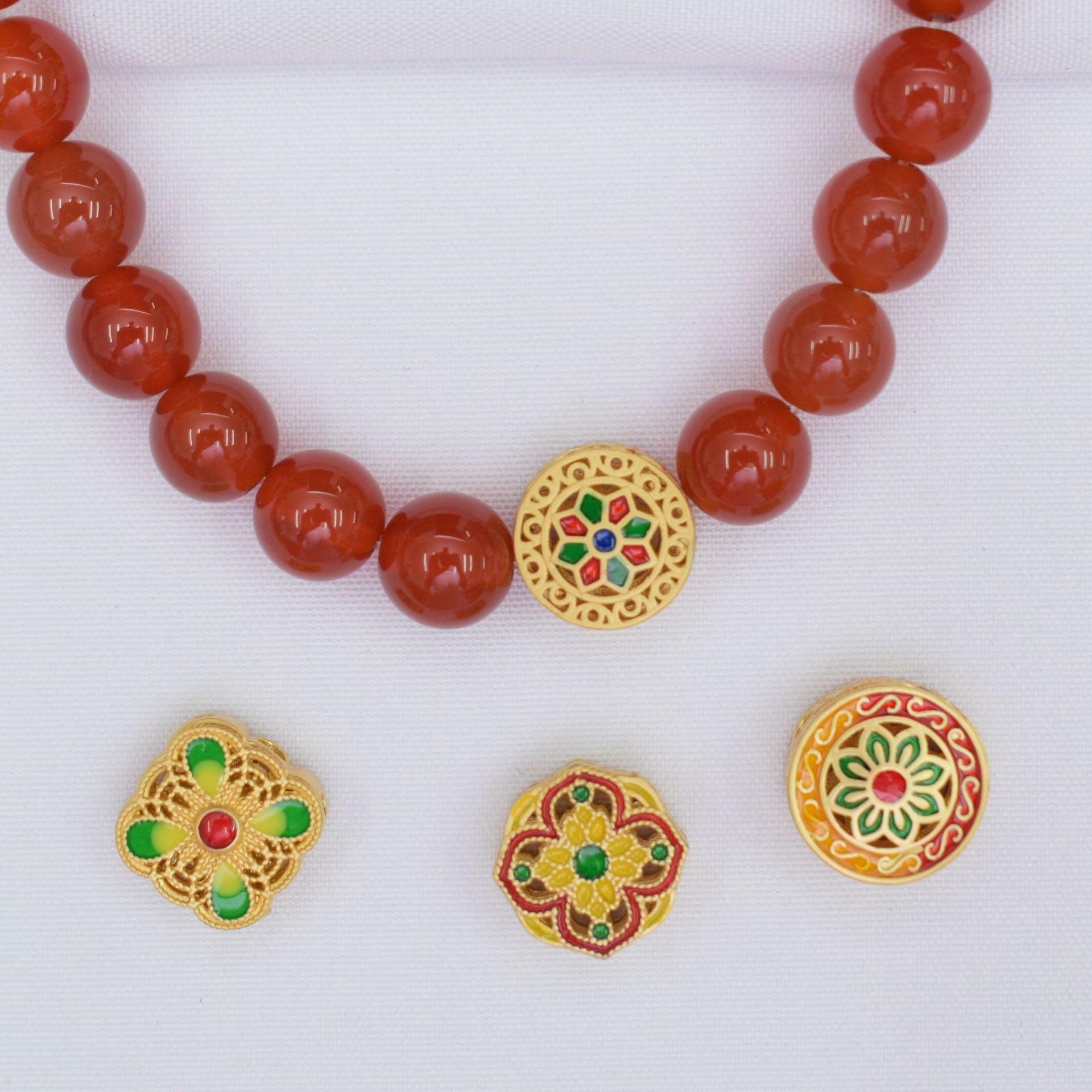 10PCS Placer Gold Spacer Beads Flower Pattern Charm Retro For Jewelry Making DIY Beads Doki Decor   