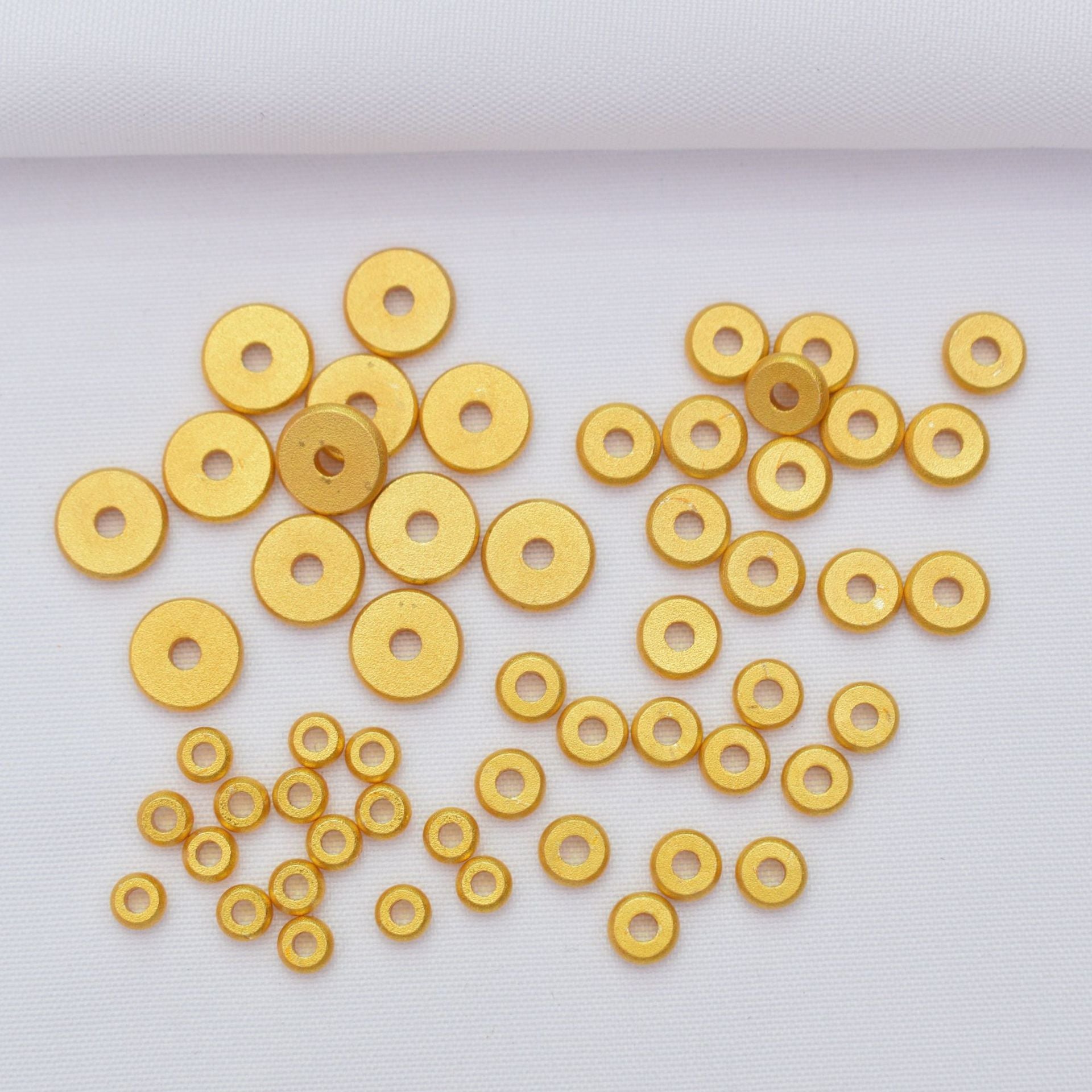 100PCS Placer Gold Spacer Beads Hollow Wheel Round Circle Frosted Large Hole Charm For Jewelry Making DIY Beads Doki Decor   