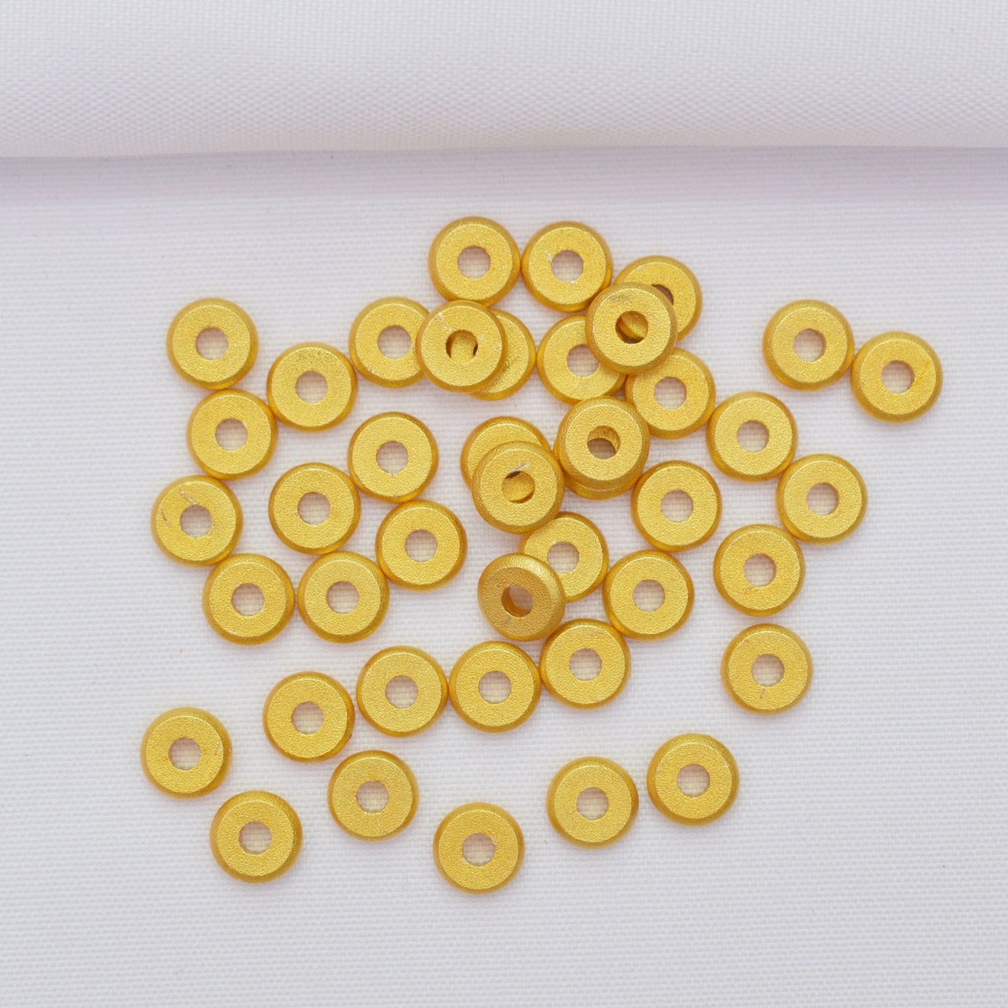 100PCS Placer Gold Spacer Beads Hollow Wheel Round Circle Frosted Large Hole Charm For Jewelry Making DIY Beads Doki Decor   