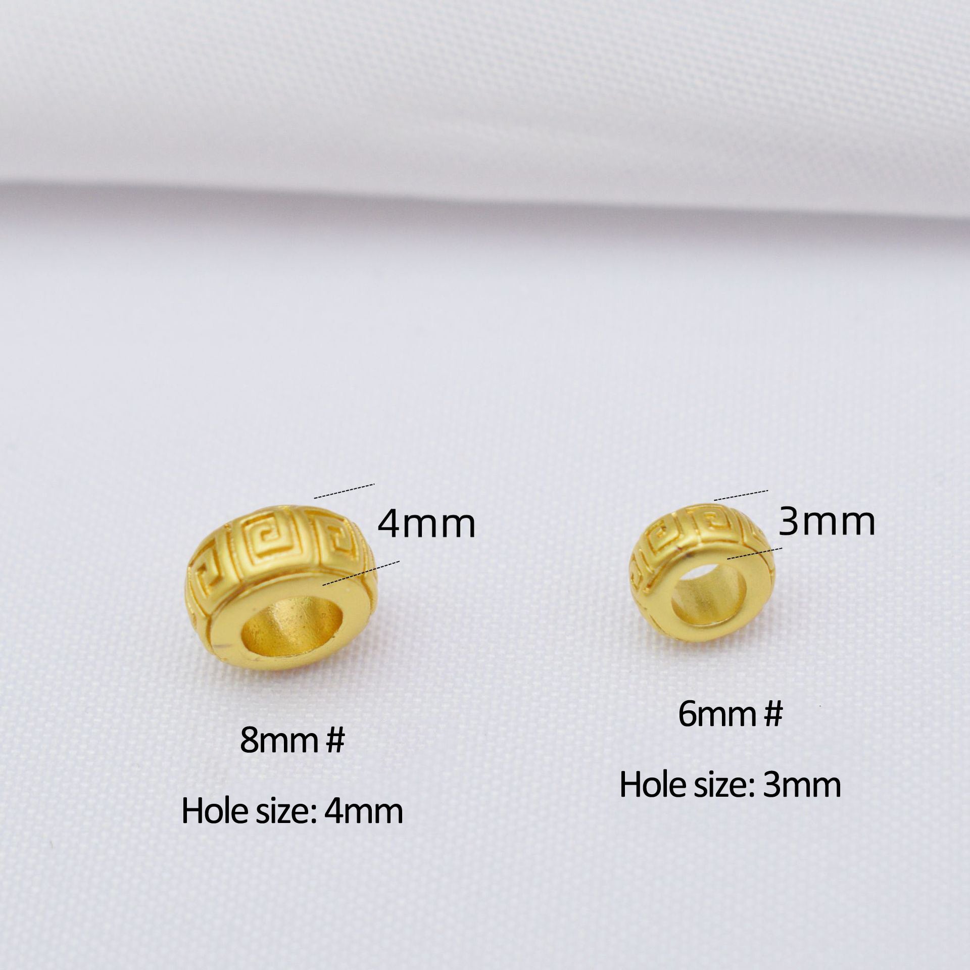 20PCS Placer Gold Spacer Beads Pattern Large Hole Charm For Jewelry Making DIY Beads Doki Decor   