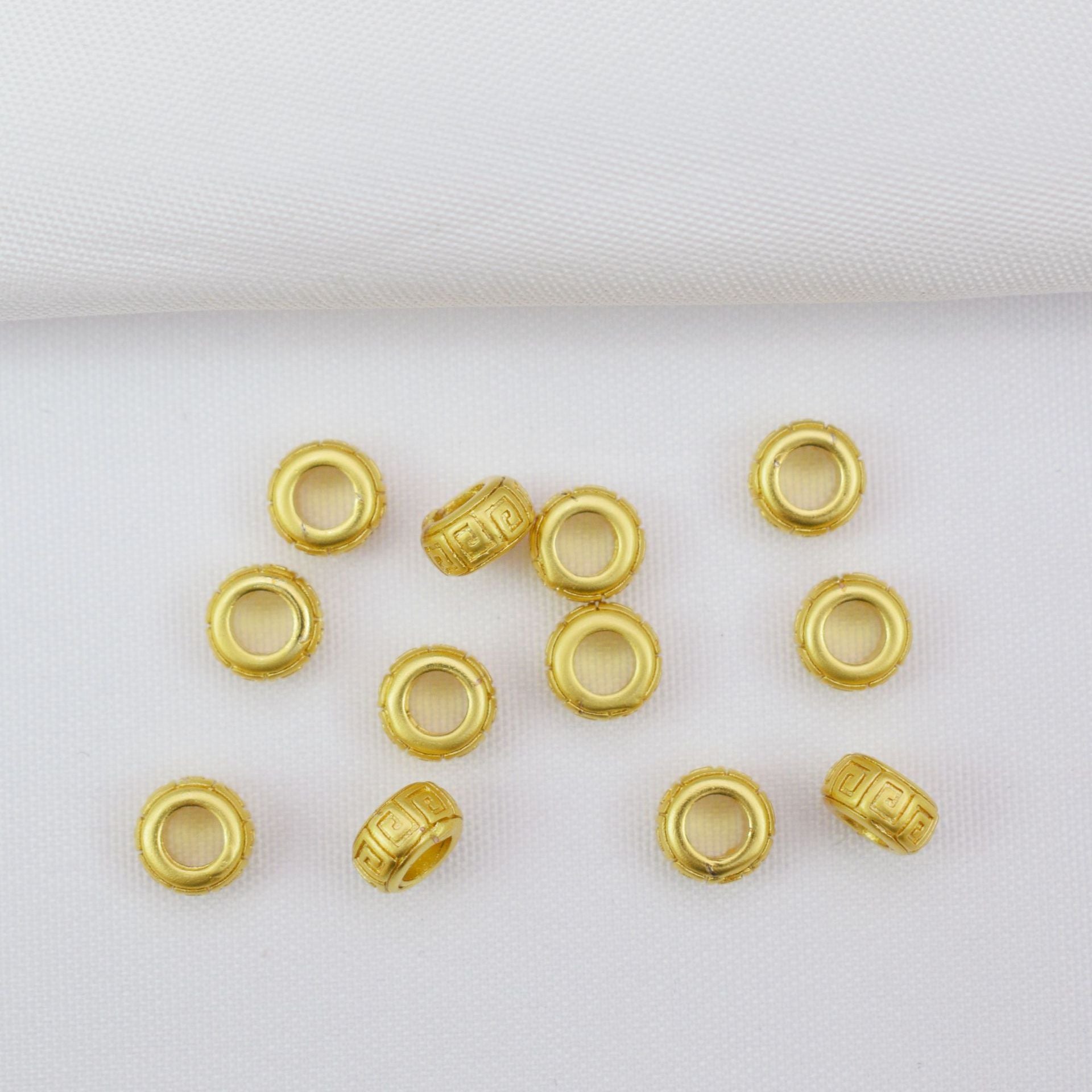 20PCS Placer Gold Spacer Beads Pattern Large Hole Charm For Jewelry Making DIY Beads Doki Decor   