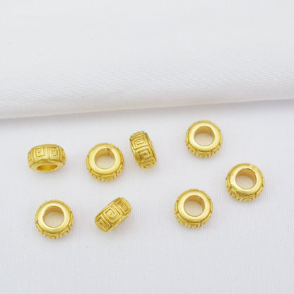 20PCS Placer Gold Spacer Beads Pattern Large Hole Charm For Jewelry Making DIY Beads Doki Decor   