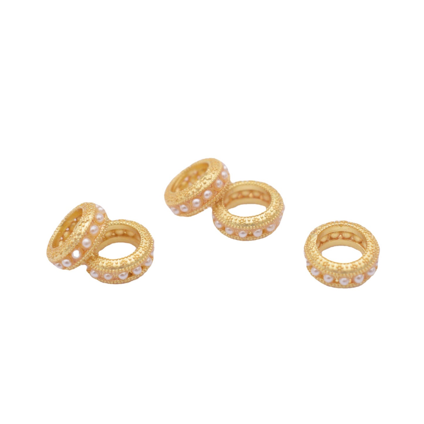 10PCS Placer Gold Spacer Beads Pearl Large Hole Charm For Jewelry Making DIY Beads Doki Decor   