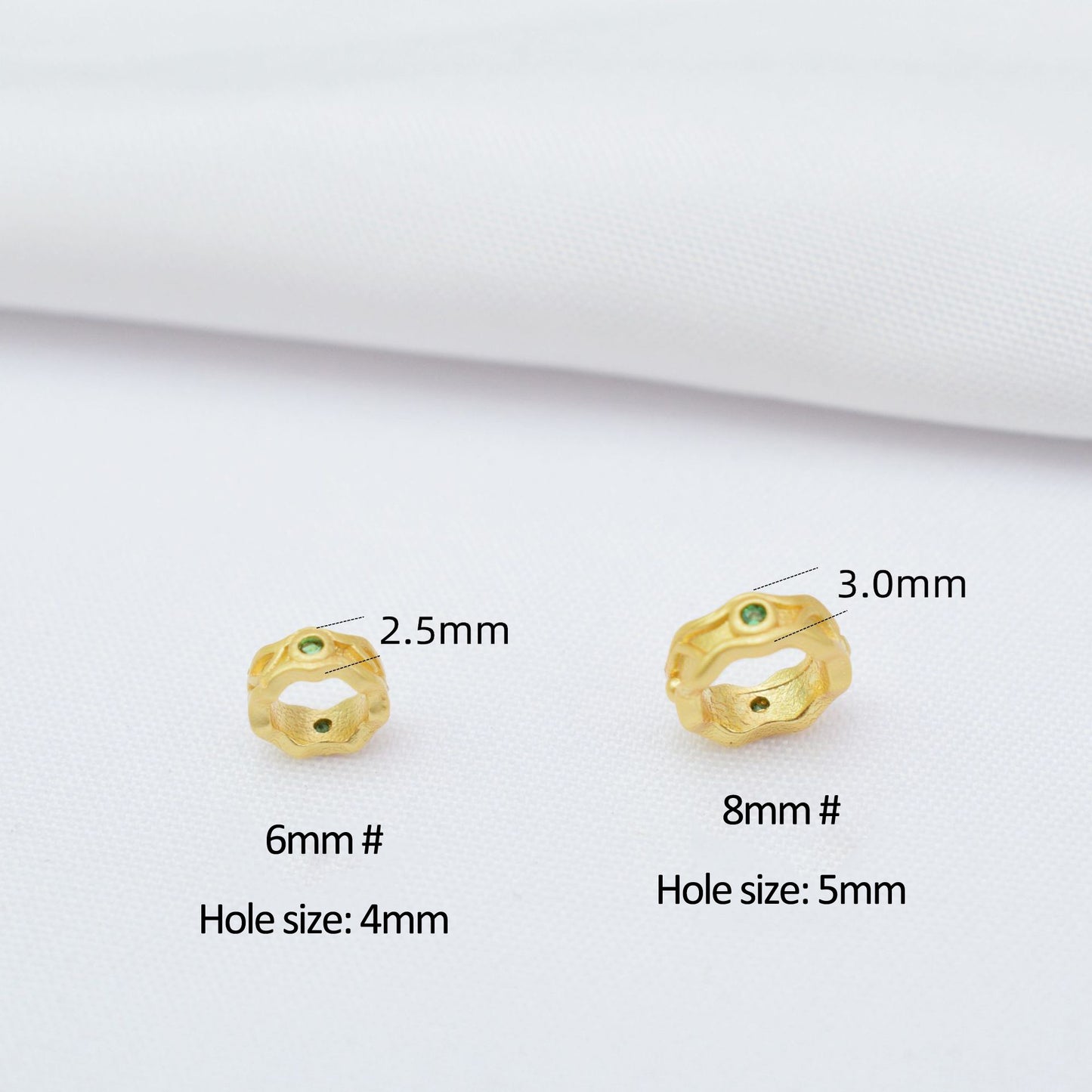 10PCS Placer Gold Spacer Beads Rhinestone Large Hole Charm For Jewelry Making DIY Beads Doki Decor   