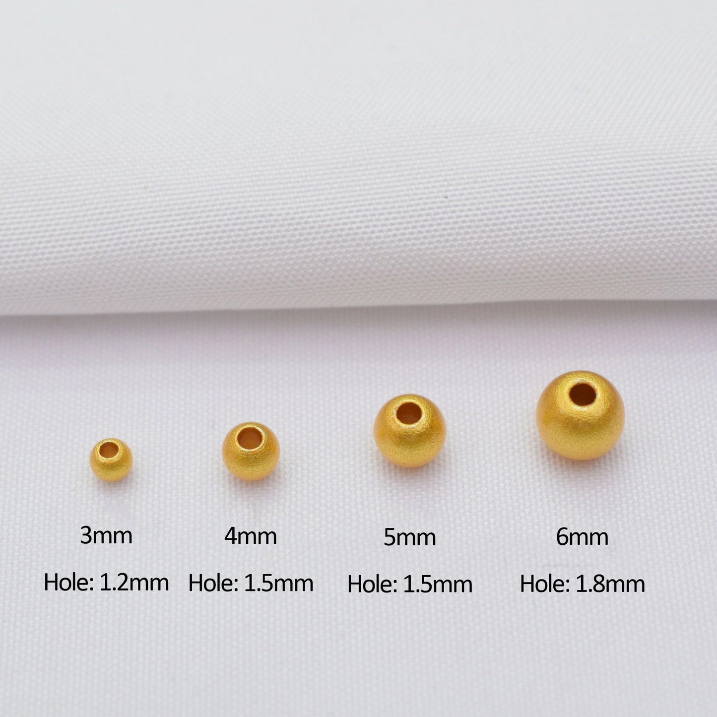 100PCS Placer Gold Spacer Beads Frosted Round Large Hole For Jewelry Making DIY Beads Doki Decor   